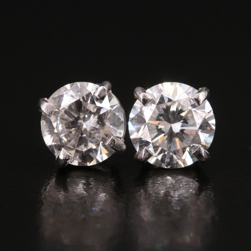 Platinum 2.27 CTW Diamond Stud Earrings with GIA Report