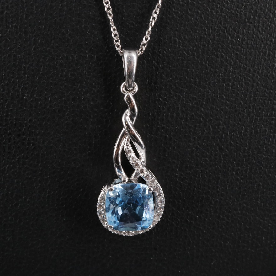 Sterling Silver Topaz and Sapphire Necklace