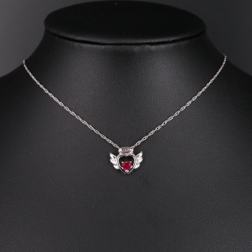 Sterling Silver Ruby Pendant Necklace