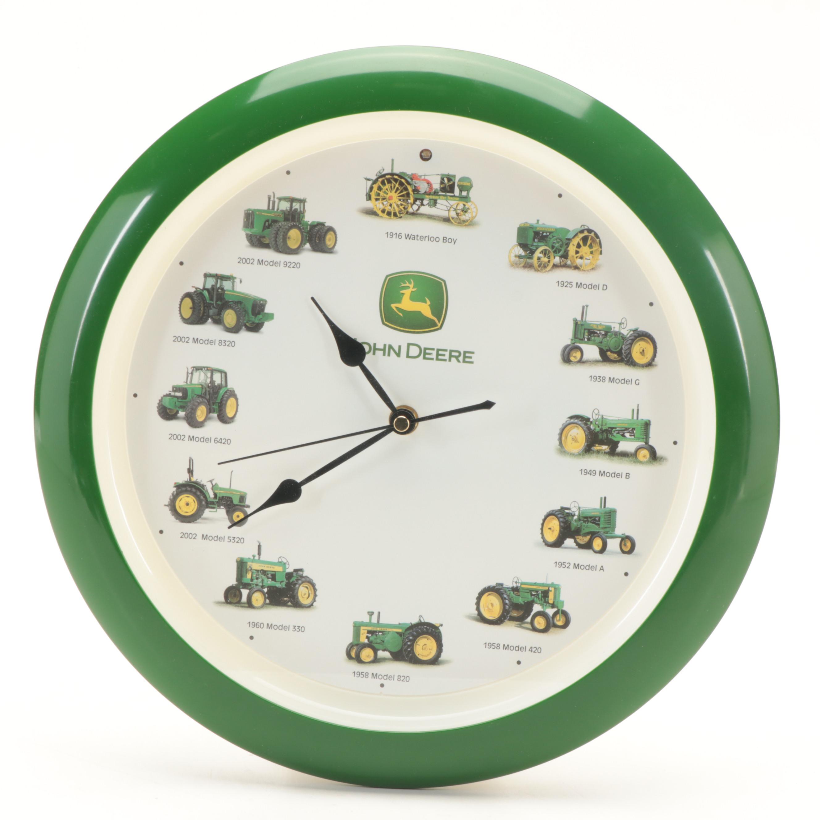 John Deere Clock with Metal John Deere Trays EBTH
