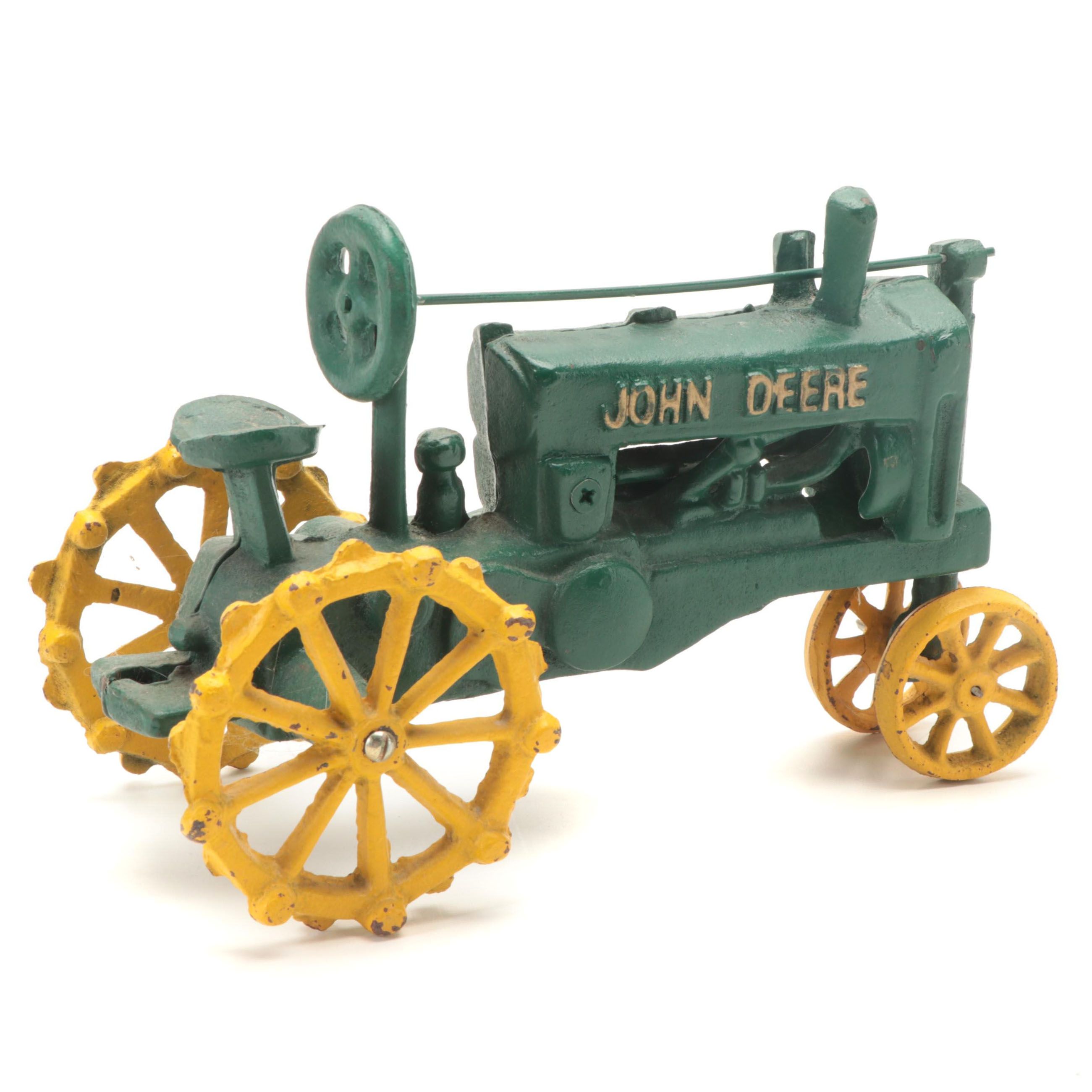 Painted Cast Iron John Deere Tractor Toy EBTH