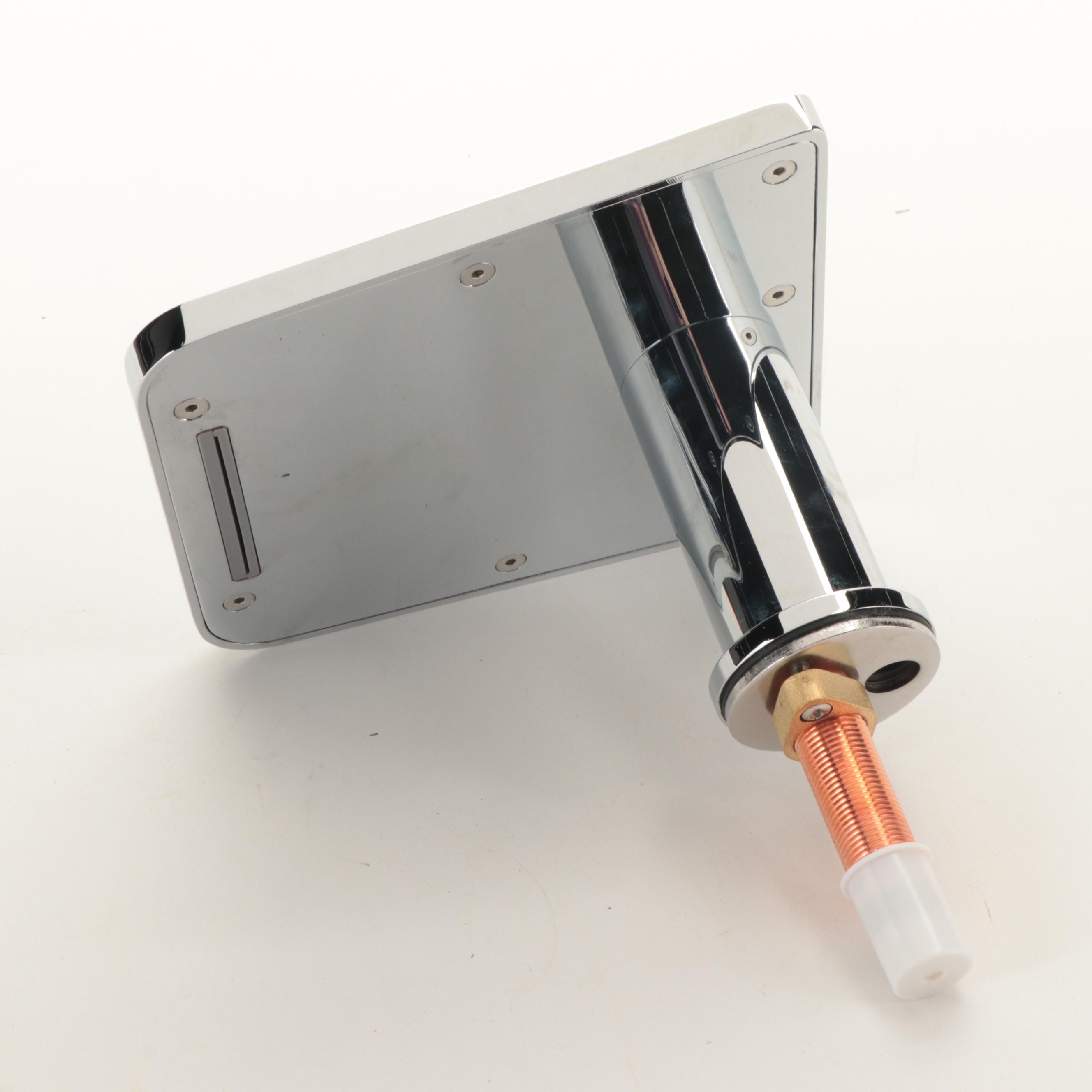 Modernist Chrome Finish Widespread Waterfall Bathroom Faucet with Pop