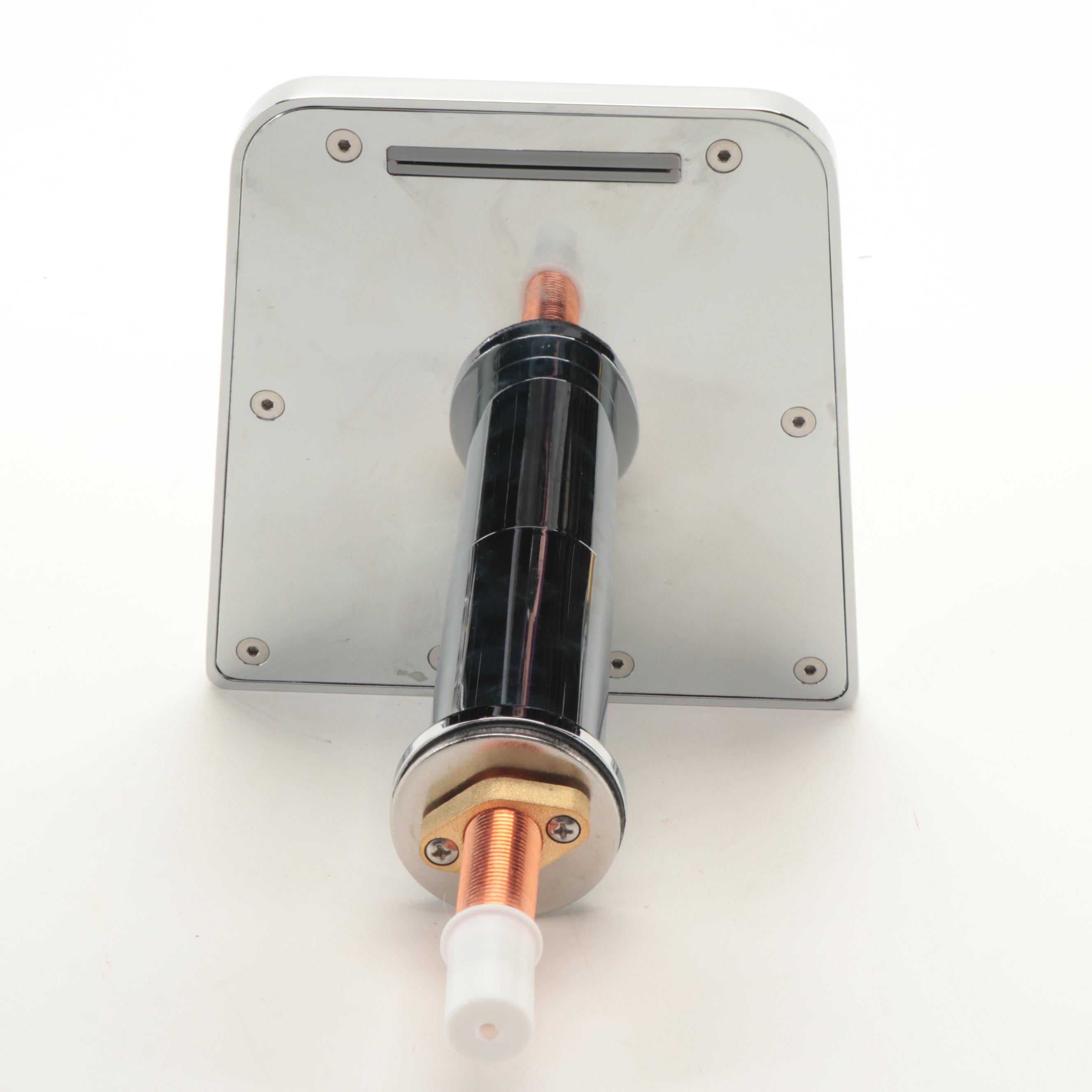 Modernist Chrome Finish Widespread Waterfall Bathroom Faucet with Pop