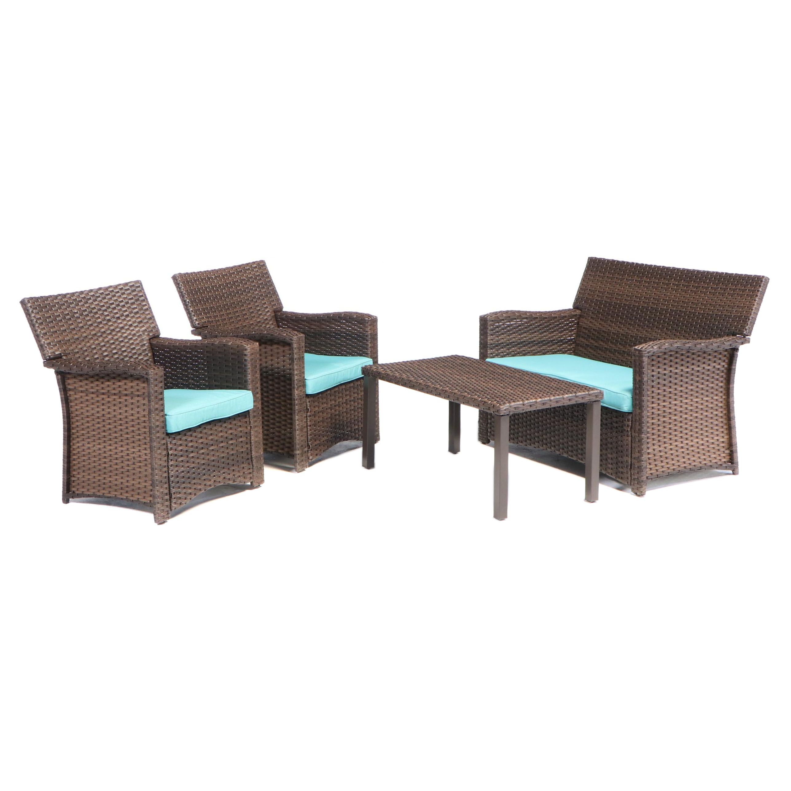 Threshold Halsted 4Piece Brown Resin Wicker Conversation Set EBTH