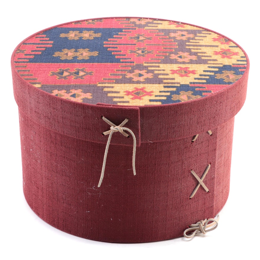 Loose-Weave Southwestern Style Fabric Covered Hat Box