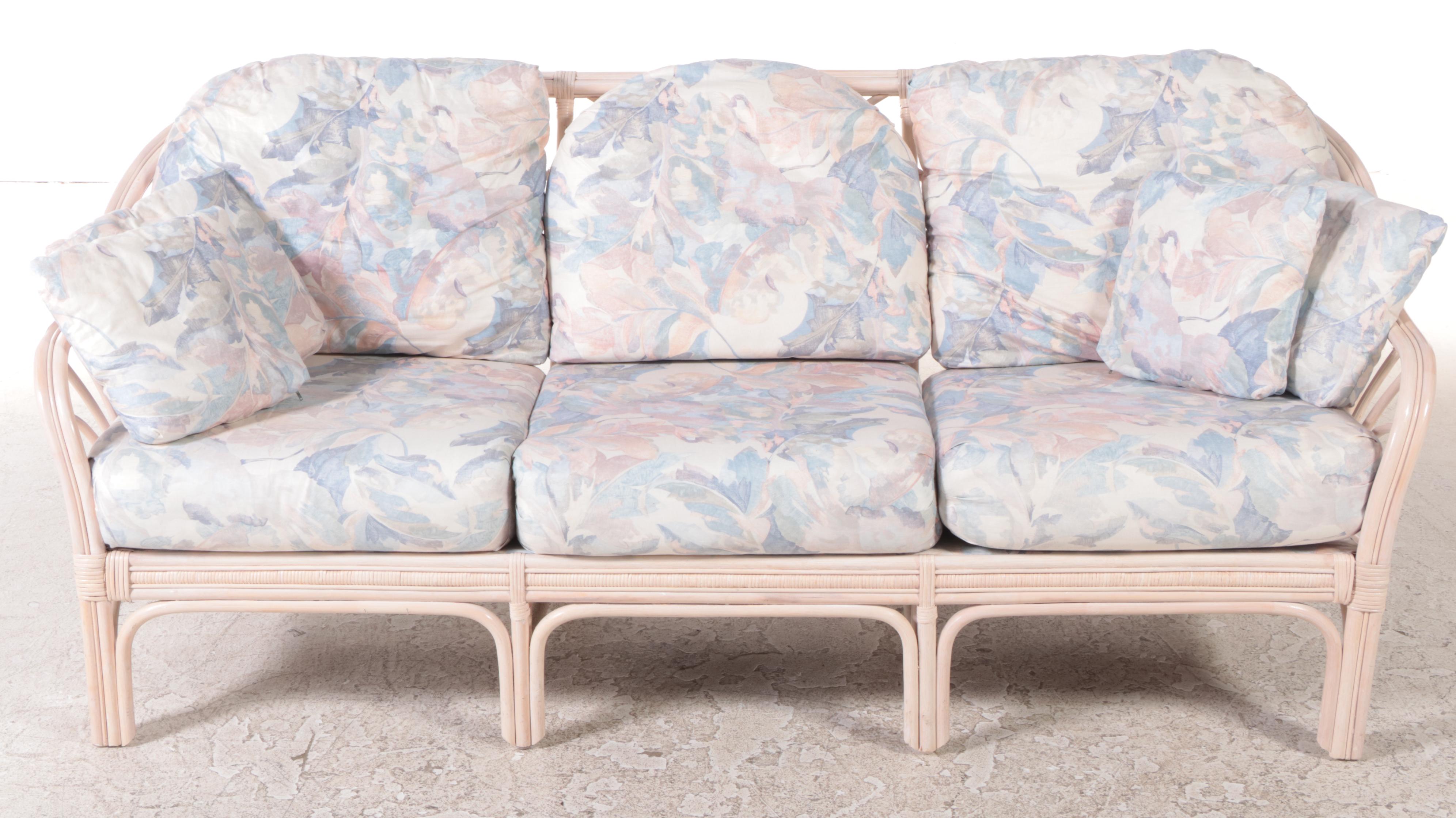 Ayers Furniture Cerused Rattan Patio Sofa EBTH