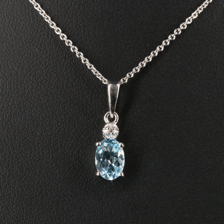 Sterling Silver Topaz and Cubic Zirconia Necklace