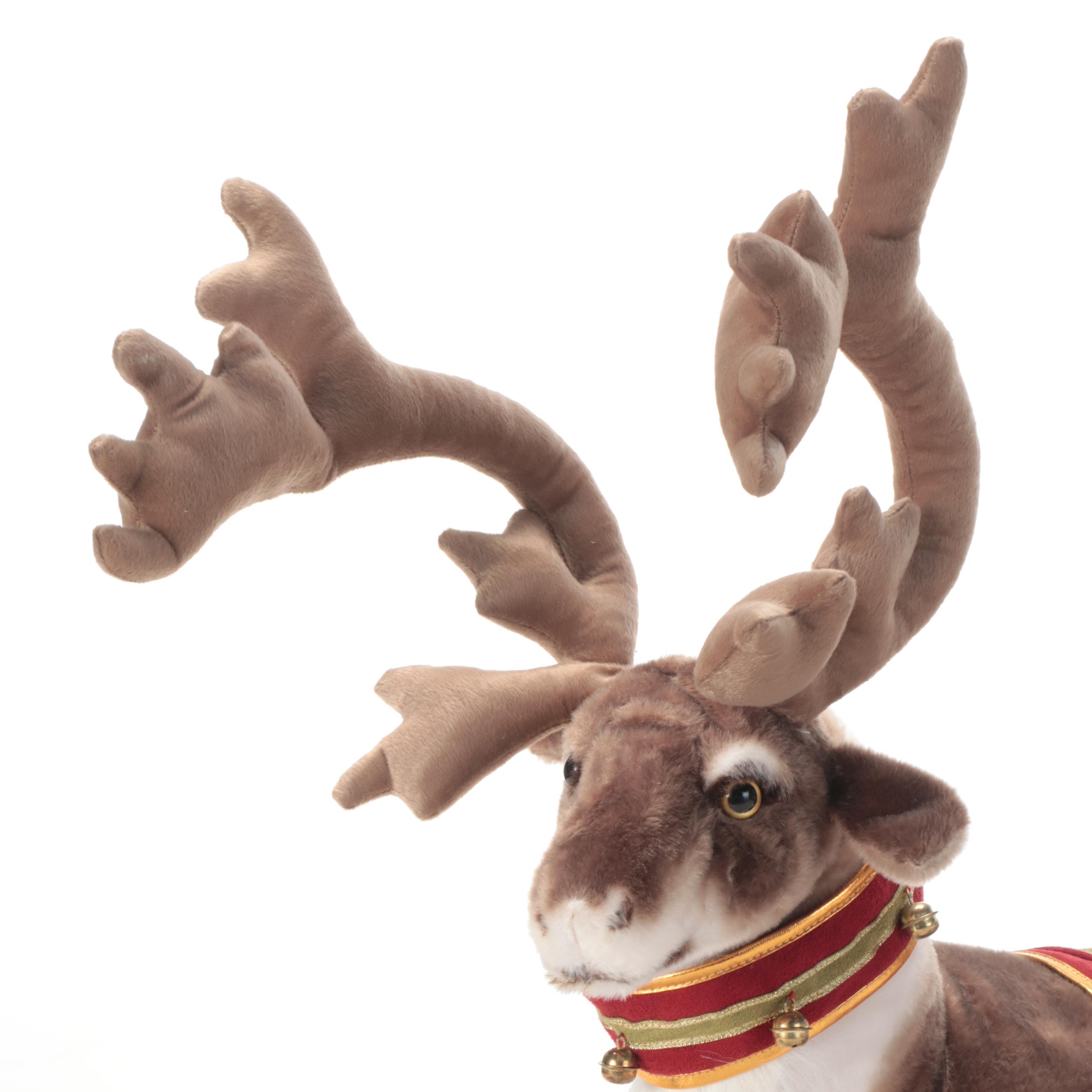 Reindeer Plush Decoration with EnVogue Christmas Snowflake Accent