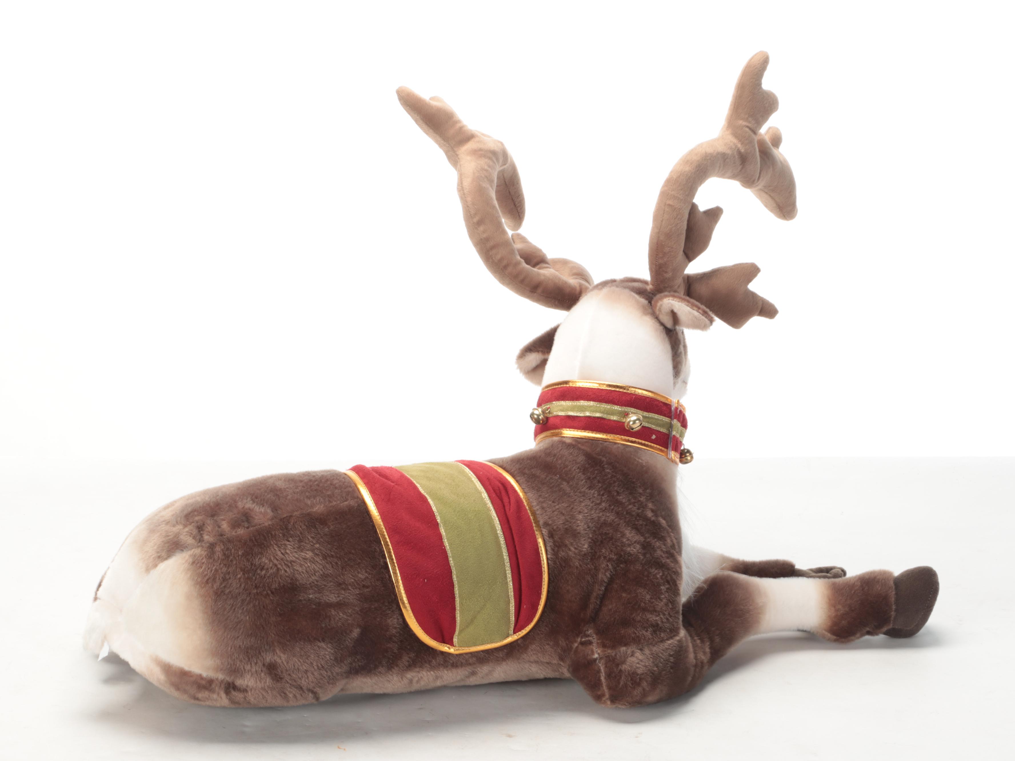 Reindeer Plush Decoration with EnVogue Christmas Snowflake Accent