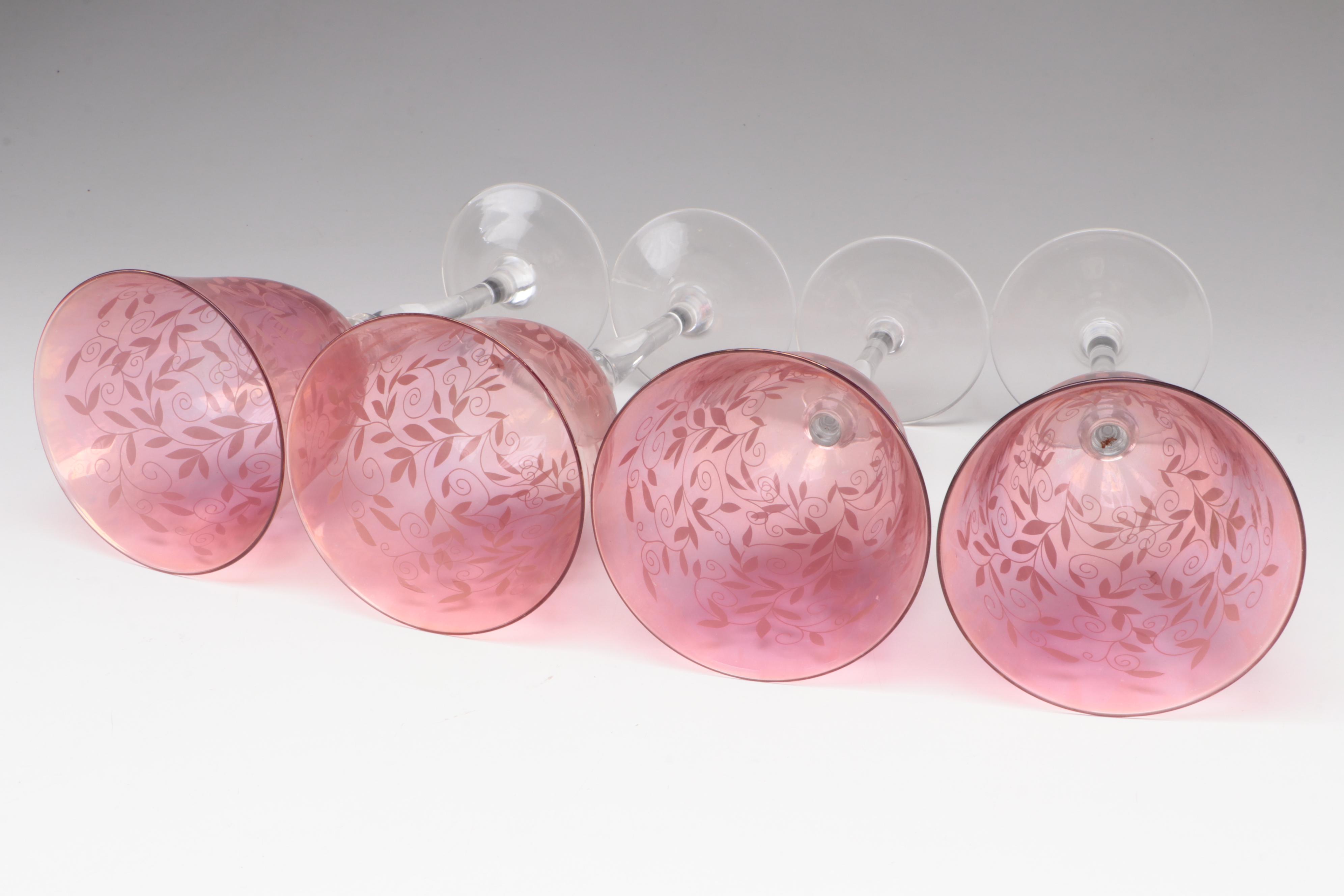 Rogaska Pink" Glass Water Goblets EBTH