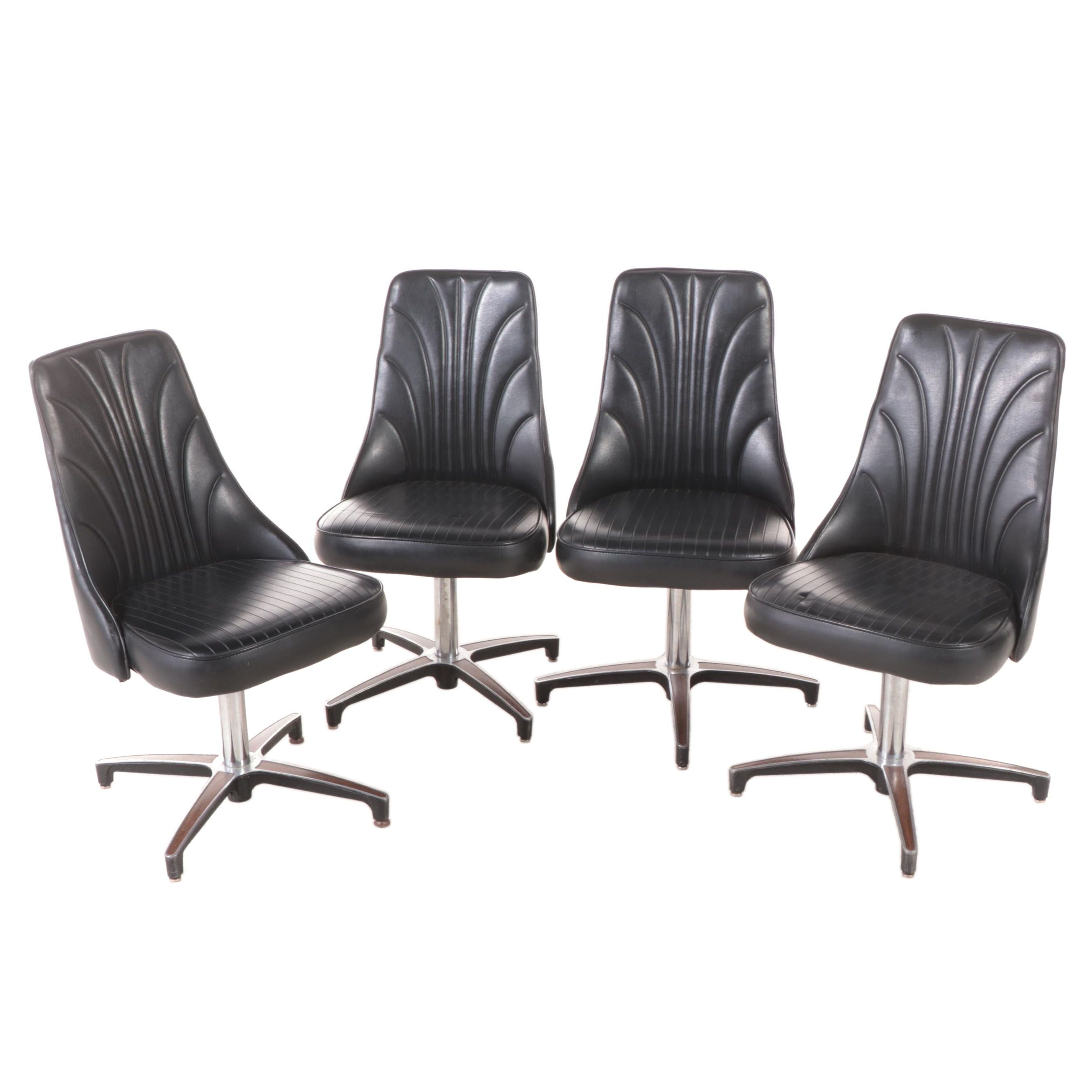 Four Chromcraft Mid Century Modern Steel, Aluminum, and Vinyl Swivel