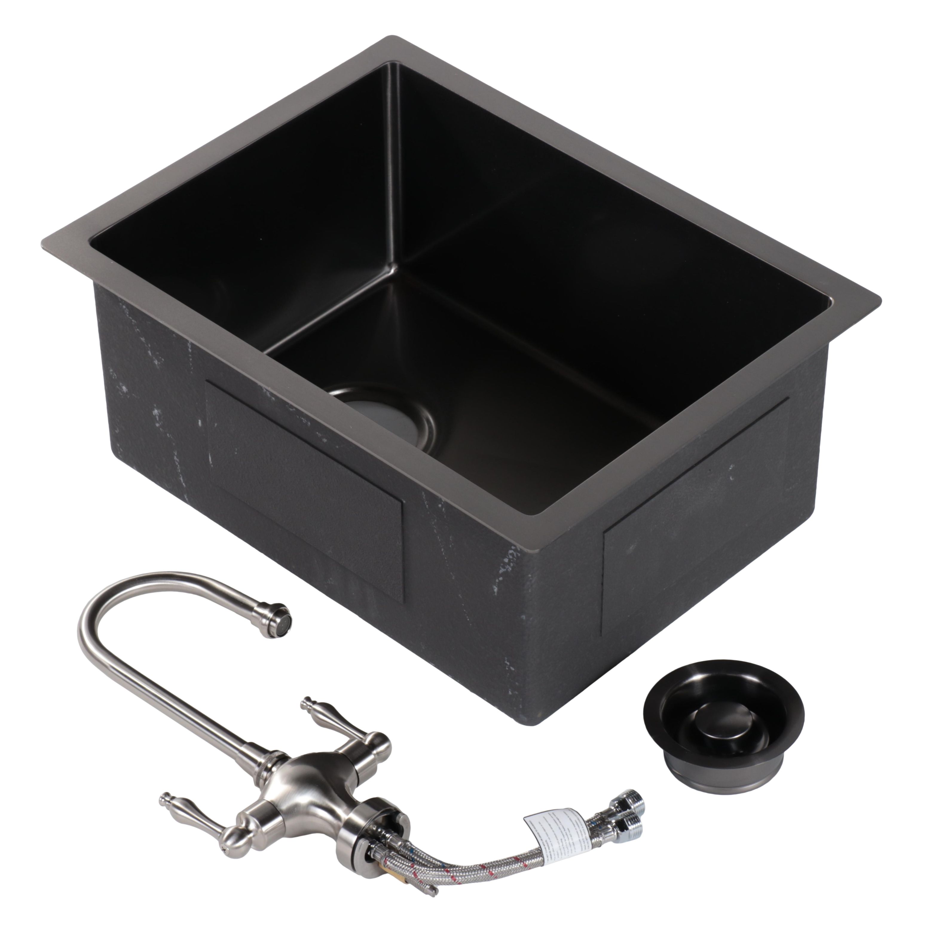 Gunmetal Black Finish Stainless Steel Sink with Brushed Nickel Finish