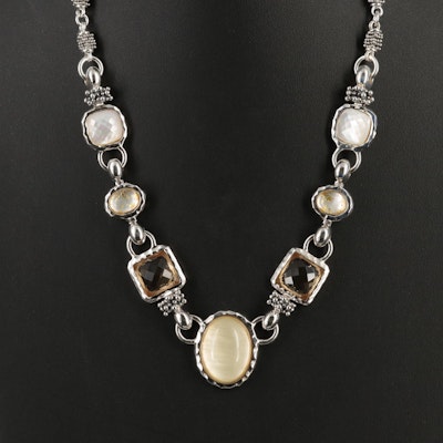 Michael Dawkins Sterling Mother-of-Pearl, Quartz and Citrine Necklace