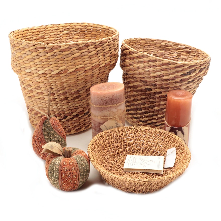 Anne Scarpa McCauley Handwoven Honeysuckle Basket with Other Baskets and Décor