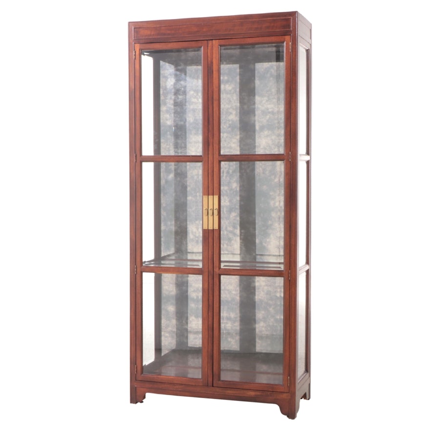 Chinese Style Walnut Display Cabinet, Mid to Late 20th Century