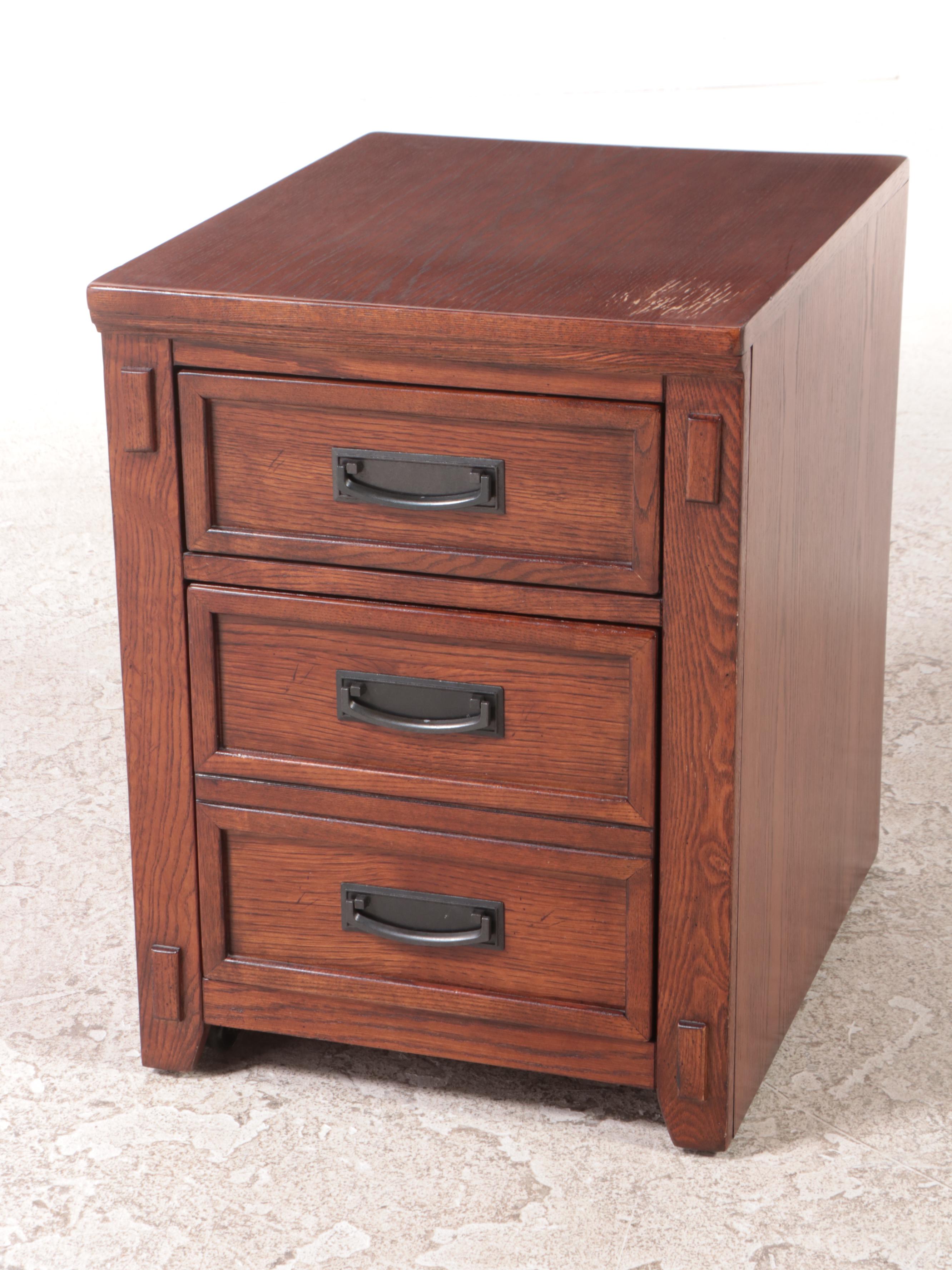 Ashley Furniture Arts and Crafts Style Oak Writing Table and File