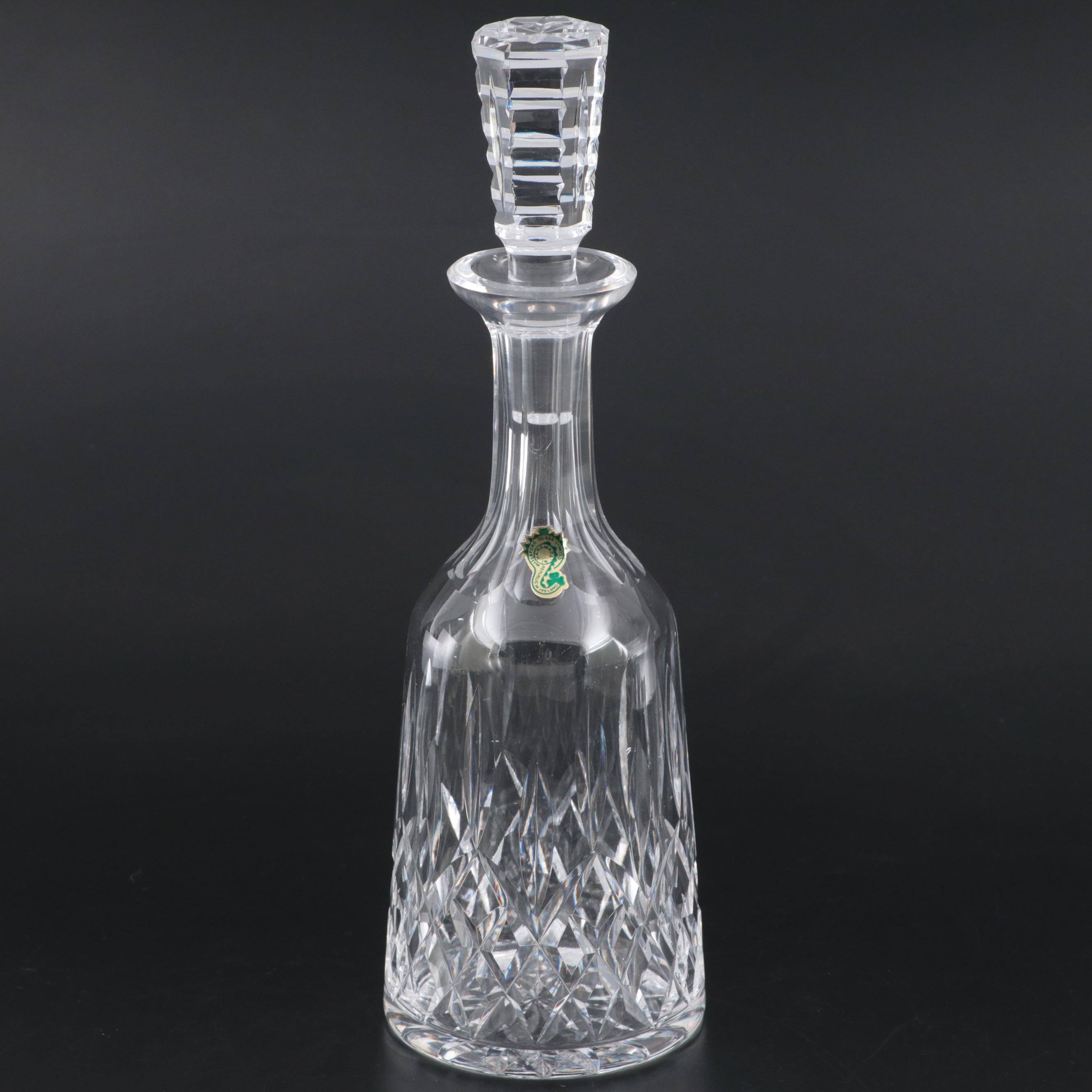 Waterford Crystal "Lismore" Decanter and Cordial Glasses, Mid/Late 20th