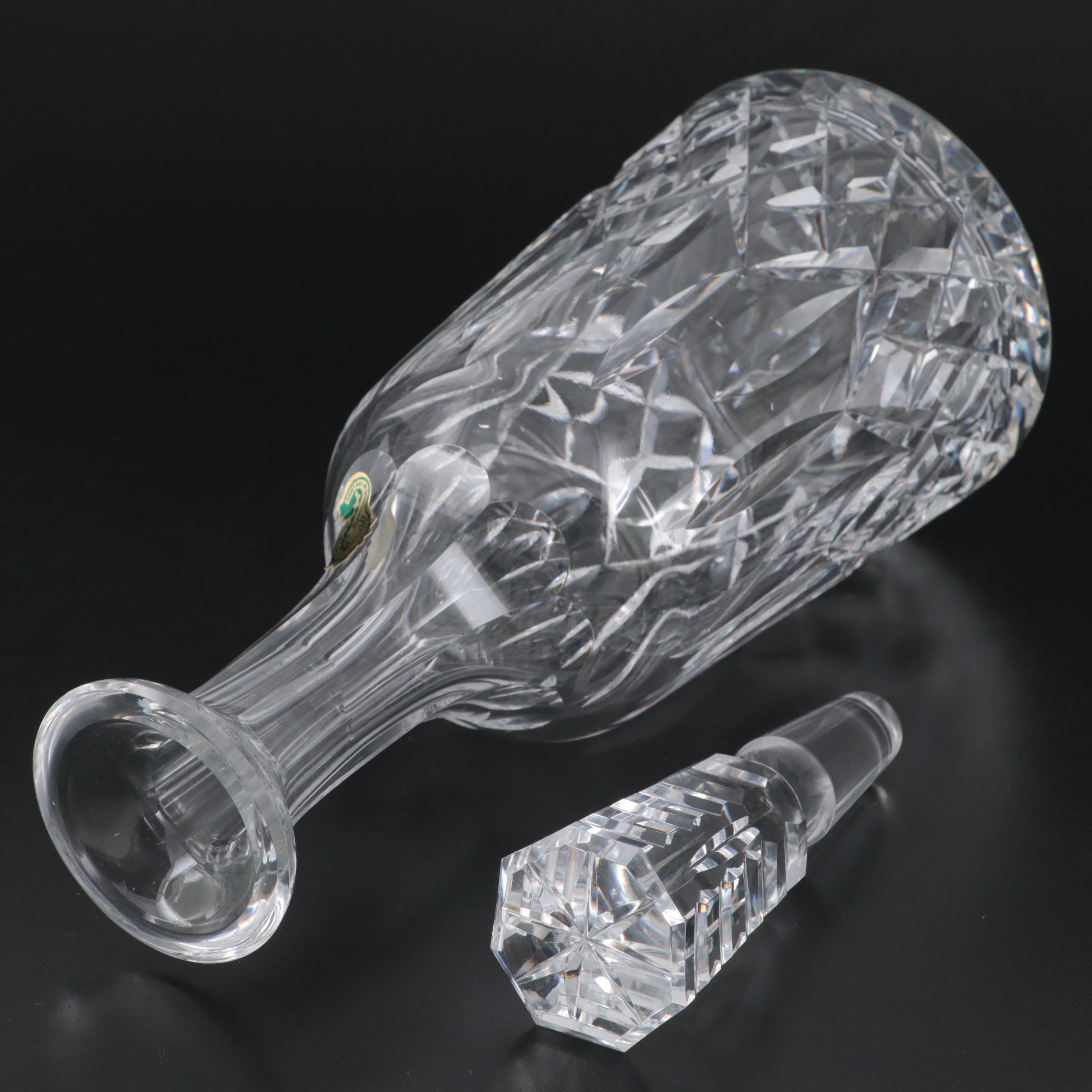 Waterford Crystal "Lismore" Decanter and Cordial Glasses, Mid/Late 20th