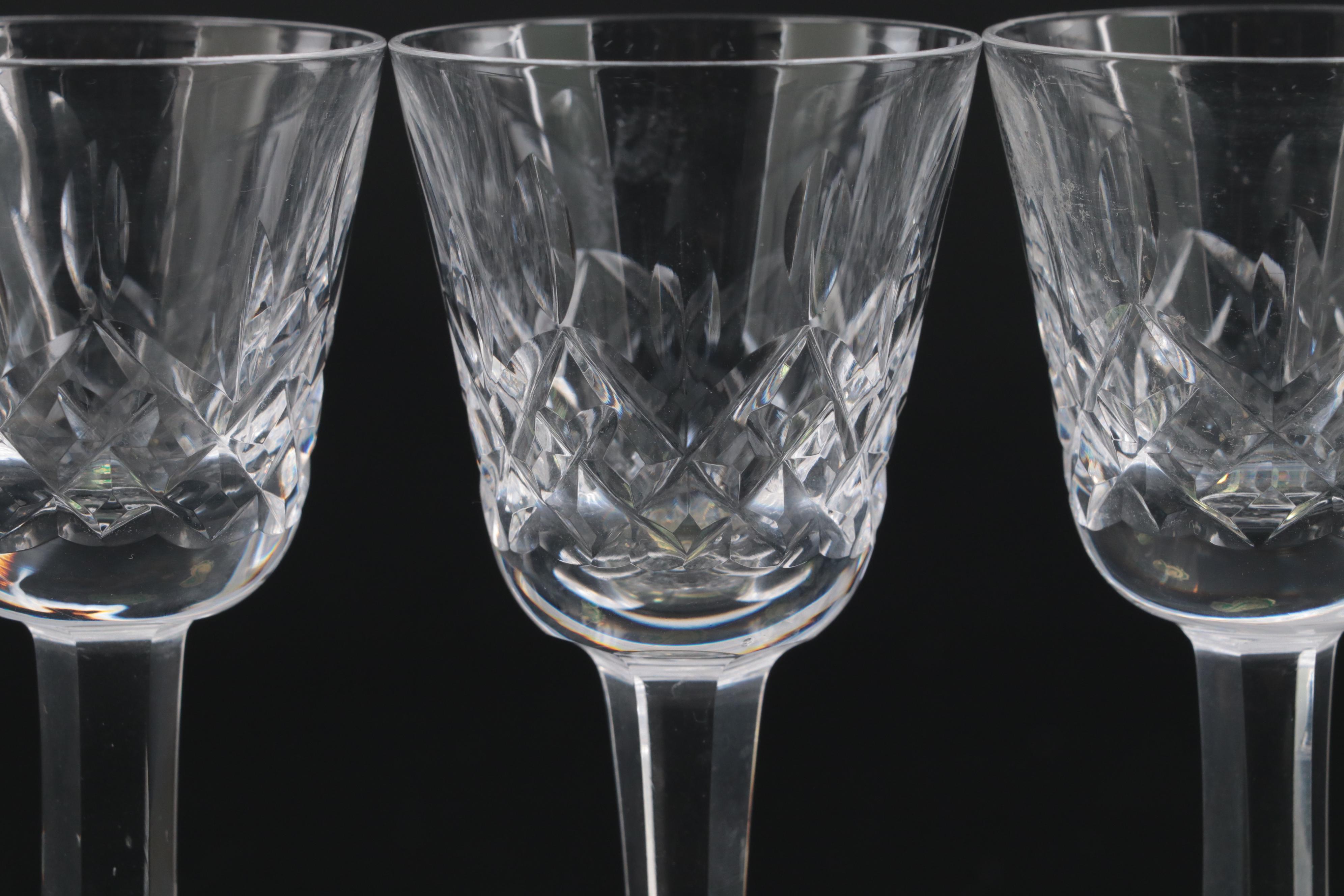 Waterford Crystal "Lismore" Decanter and Cordial Glasses, Mid/Late 20th