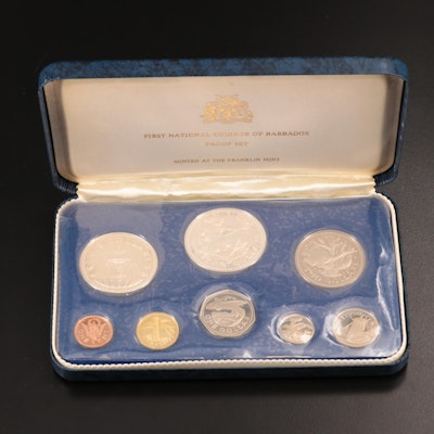 1973 Barbados Eight-Coin Proof Set, Including Silver Coins