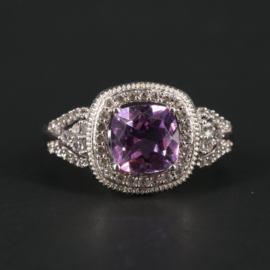 Sterling Silver Amethyst and Sapphire Ring