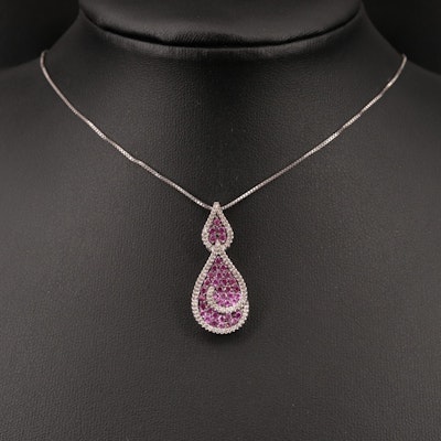 Sterling Silver Sapphire and Diamond Necklace