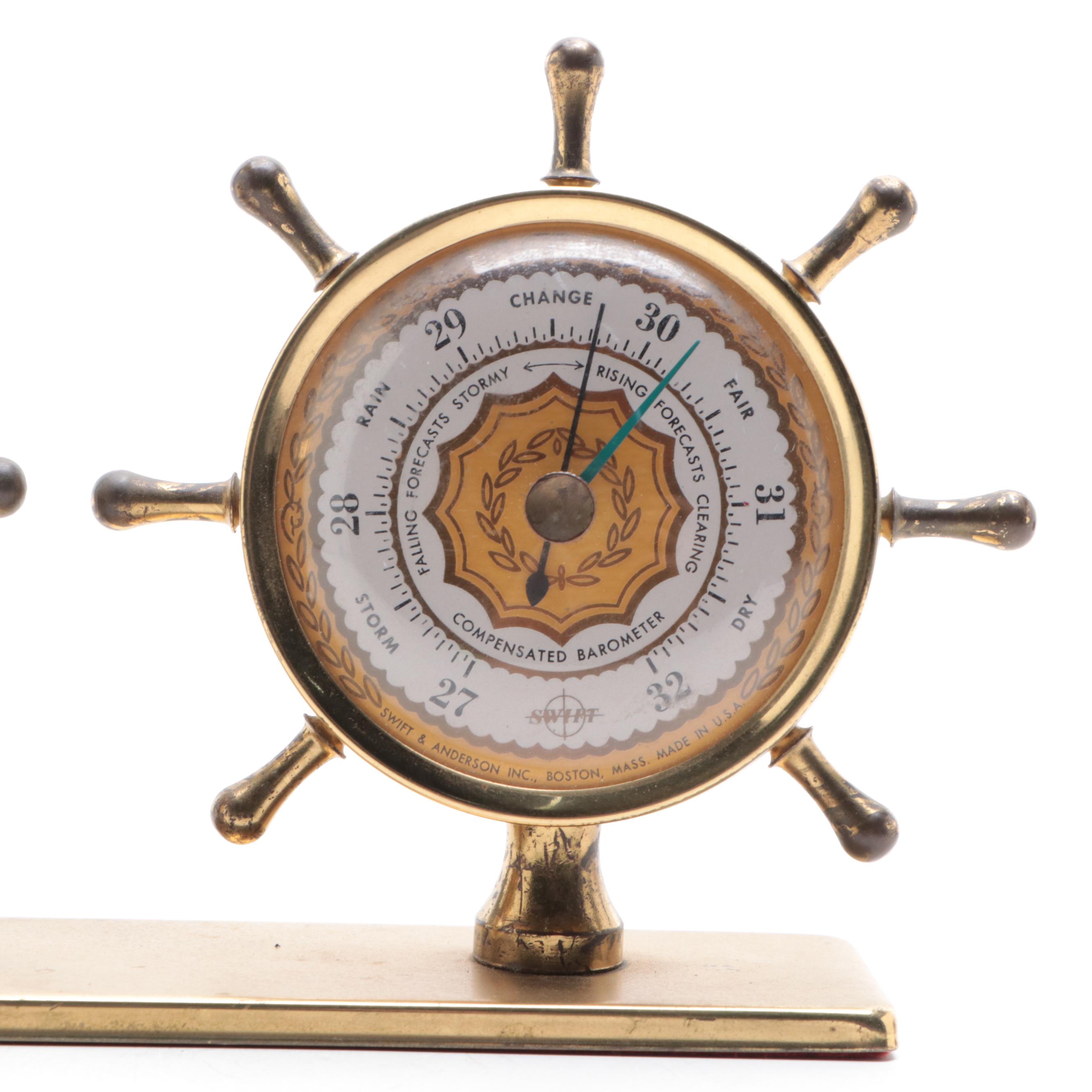 Swift & Andersen Brass Combination ThermometerBarometer, Mid20th