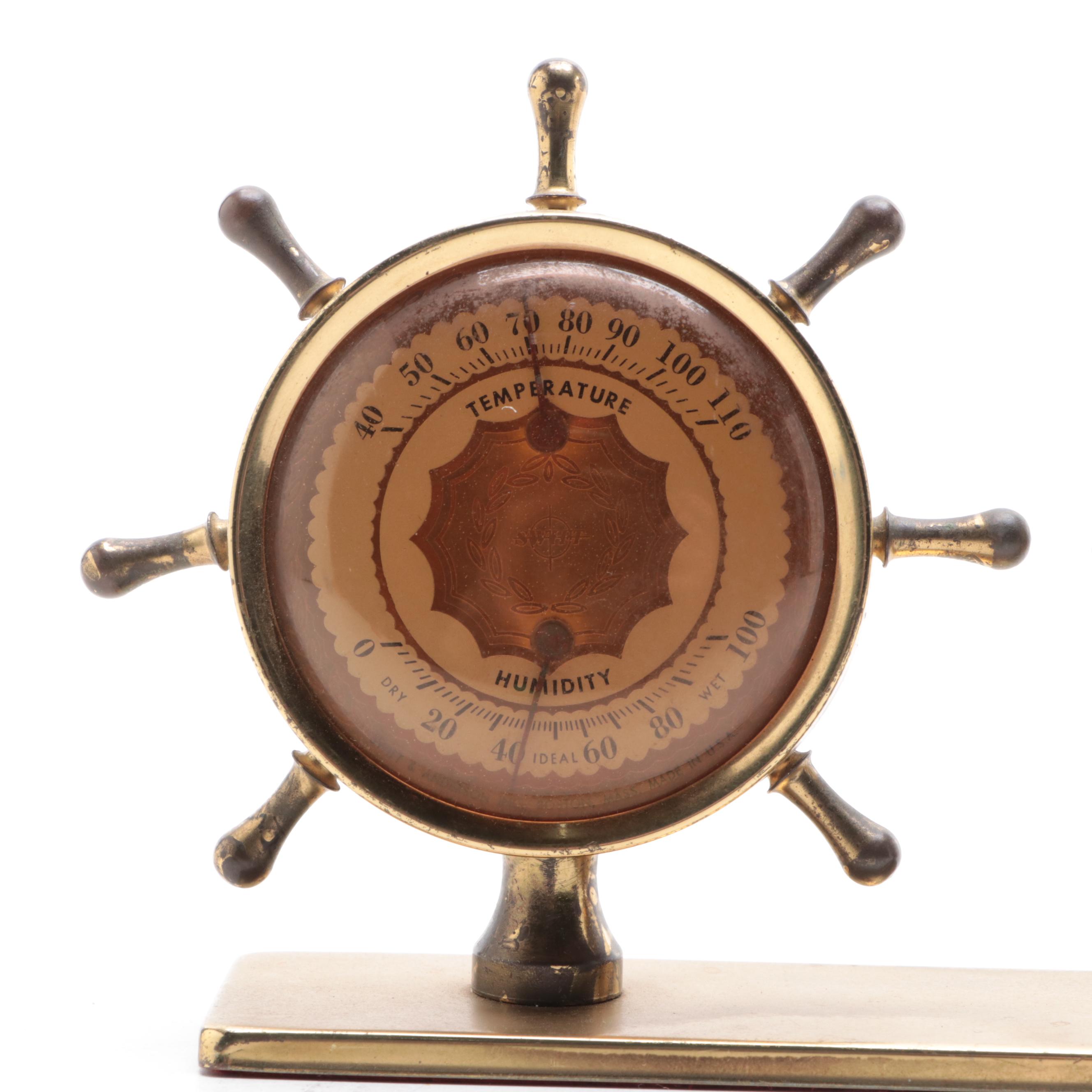 Swift & Andersen Brass Combination ThermometerBarometer, Mid20th