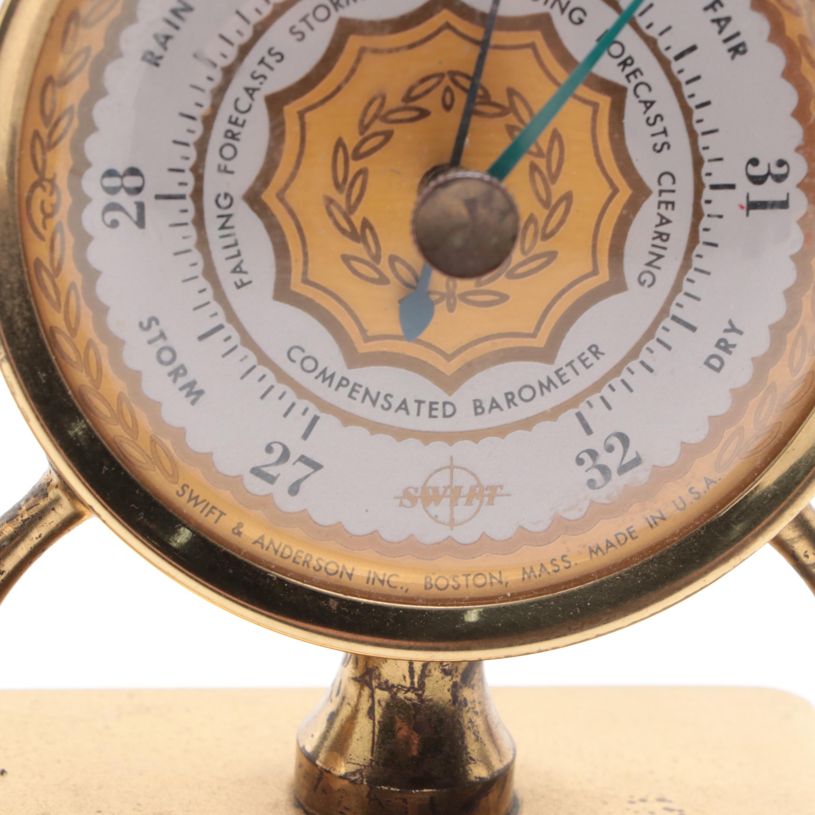 Swift & Andersen Brass Combination ThermometerBarometer, Mid20th