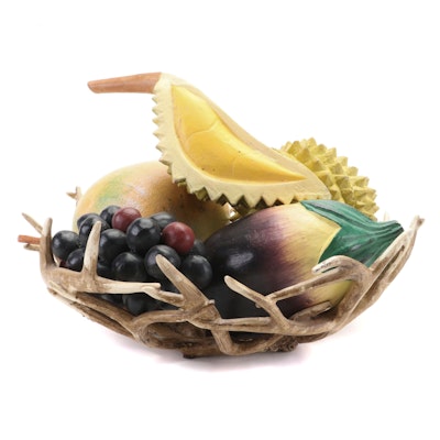 Resin Antler Bowl with Decorative Composite  Fruit