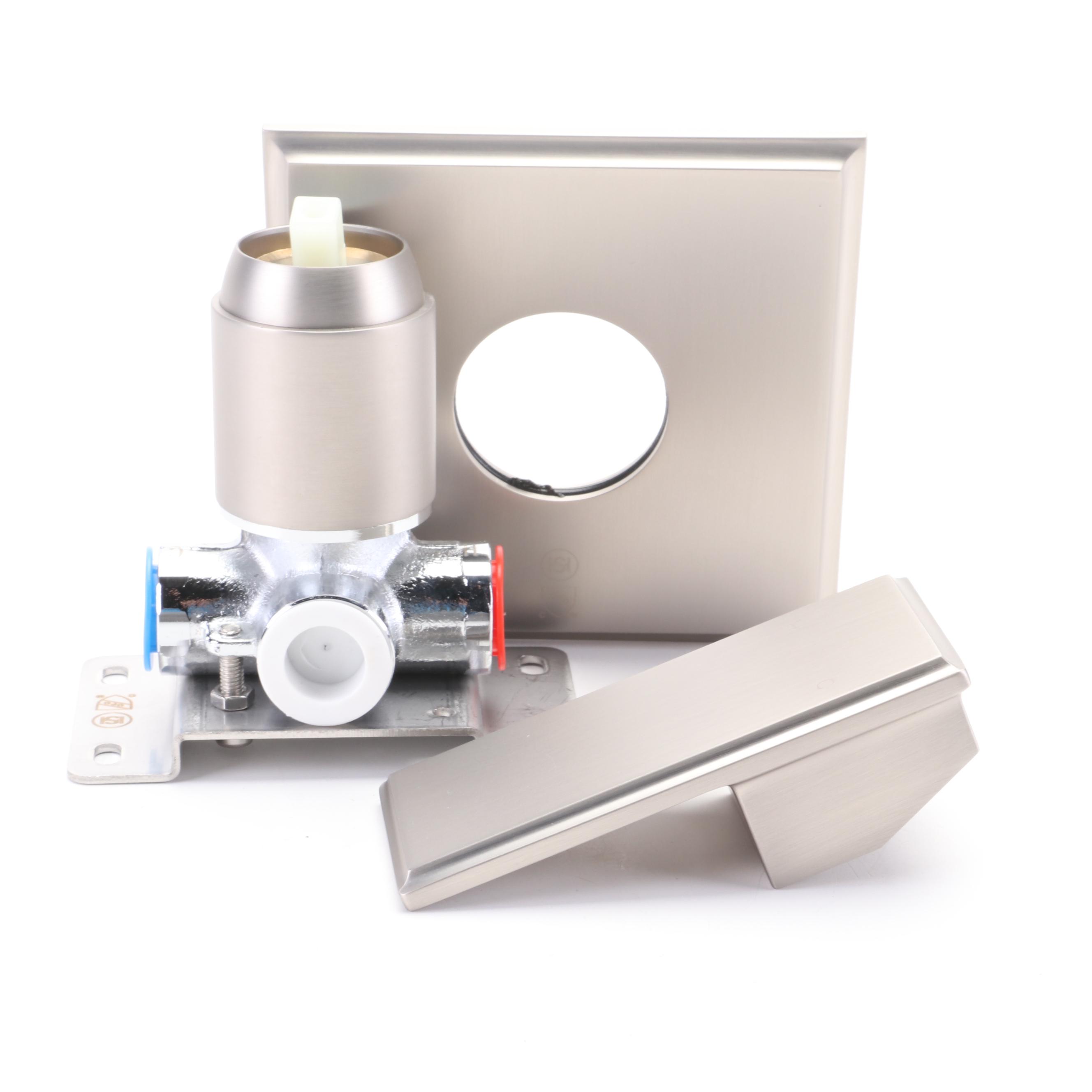 Brushed Nickel Rainfall Showerhead, Mixing Valve, Shower Arm and Drain