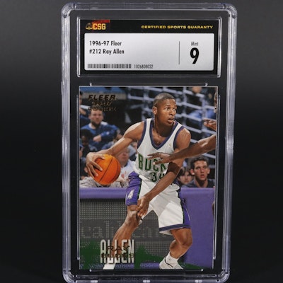 1996 Fleer Ray Allen Milwaukee Bucks #212 Graded CSG 9 Mint Basketball Card