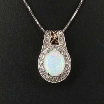 Sterling Silver Opal and Sapphire Necklace