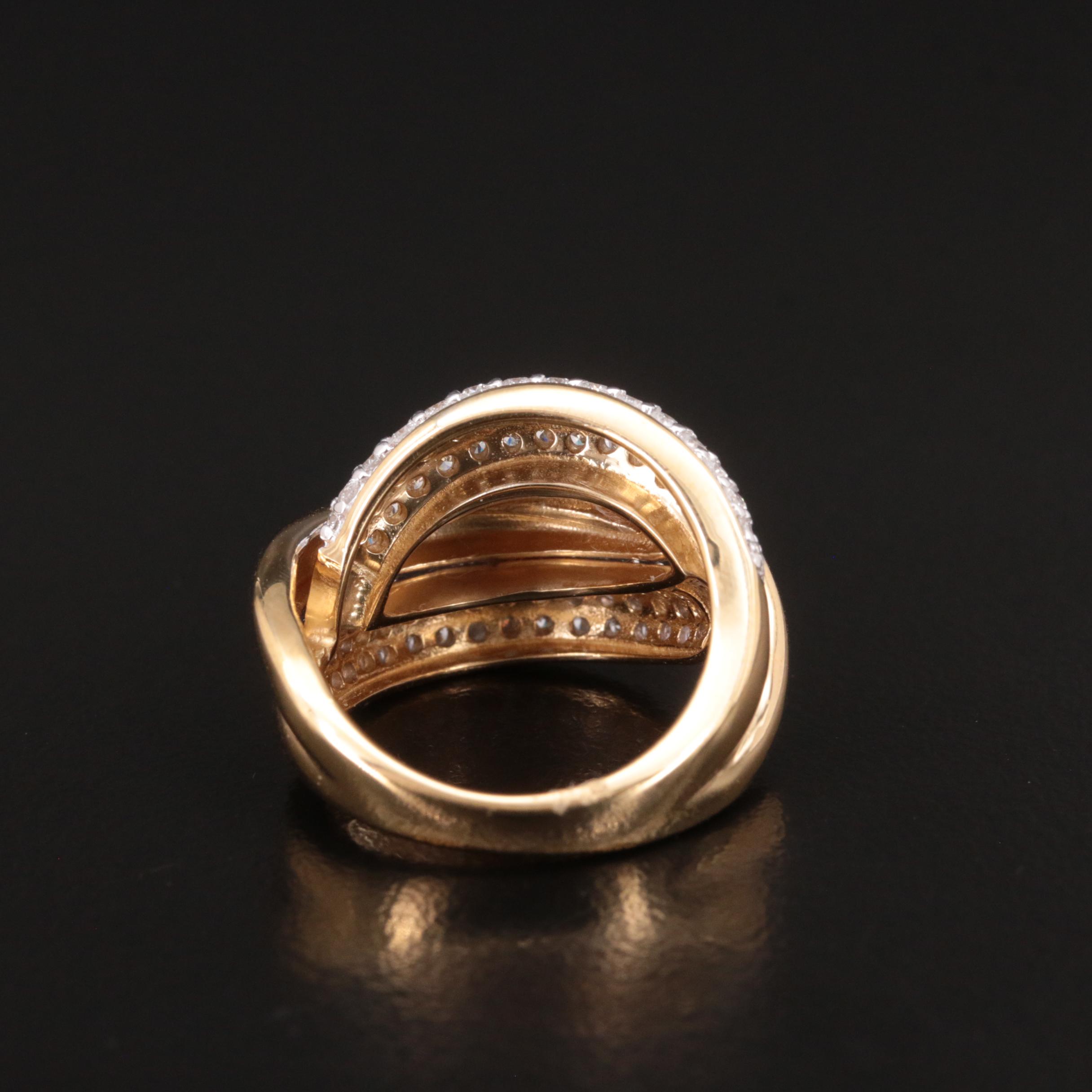 Pavé Crossover Diamond Ring in Sterling EBTH