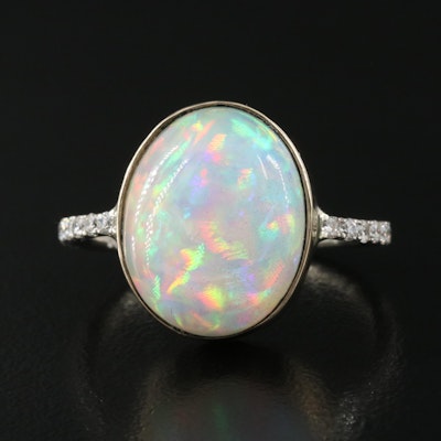14K 10.37 CT Opal and Diamond Ring