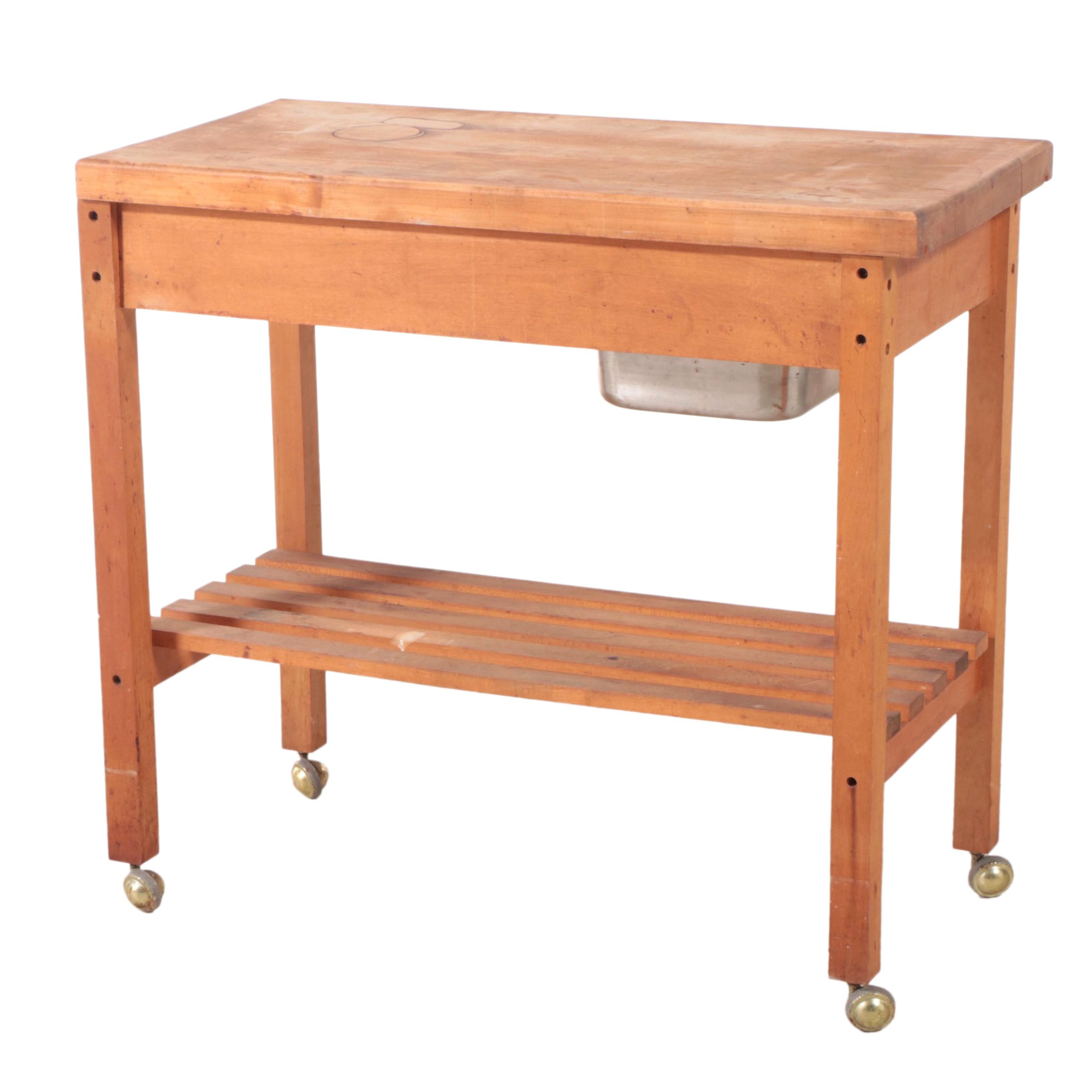 Maple TwoTier Kitchen Work Table, Late 20th Century EBTH