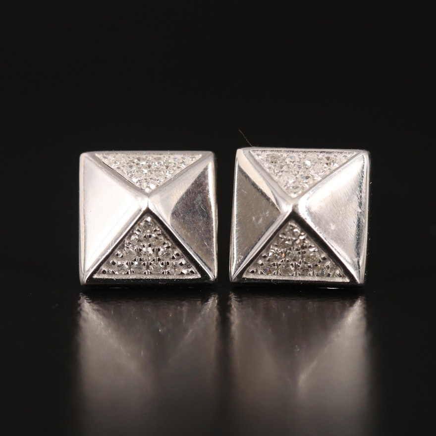 Pyramidal Diamond Stud Earrings in Sterling