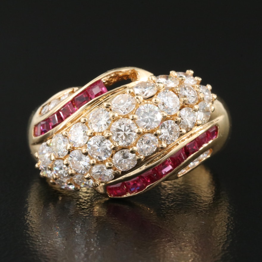 18K 1.70 CTW Diamond and Ruby Ring