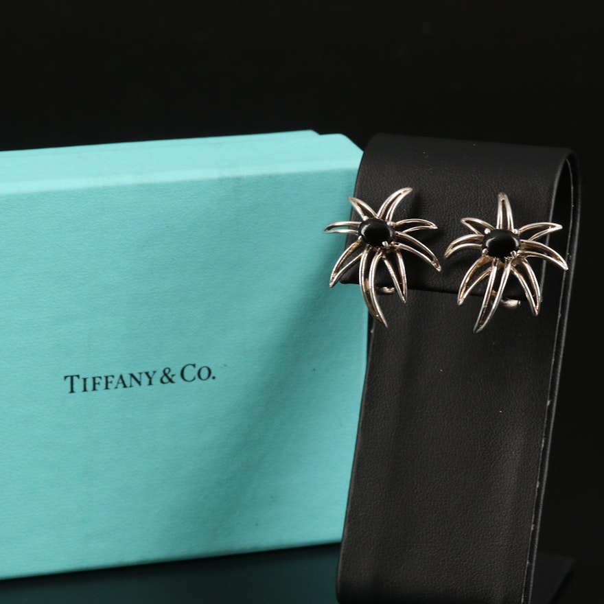 Tiffany & Co. "Fireworks" Earrings in Sterling with Branded Box and Pouch