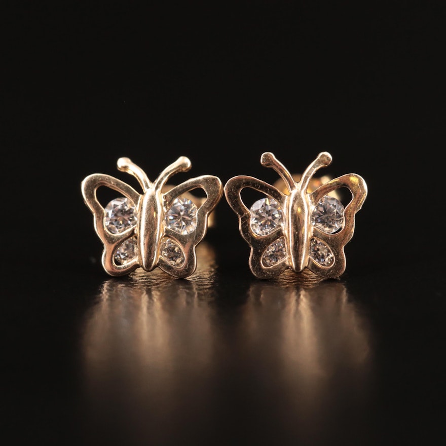 10K Gold Filled Cubic Zirconia Butterfly Stud Earrings