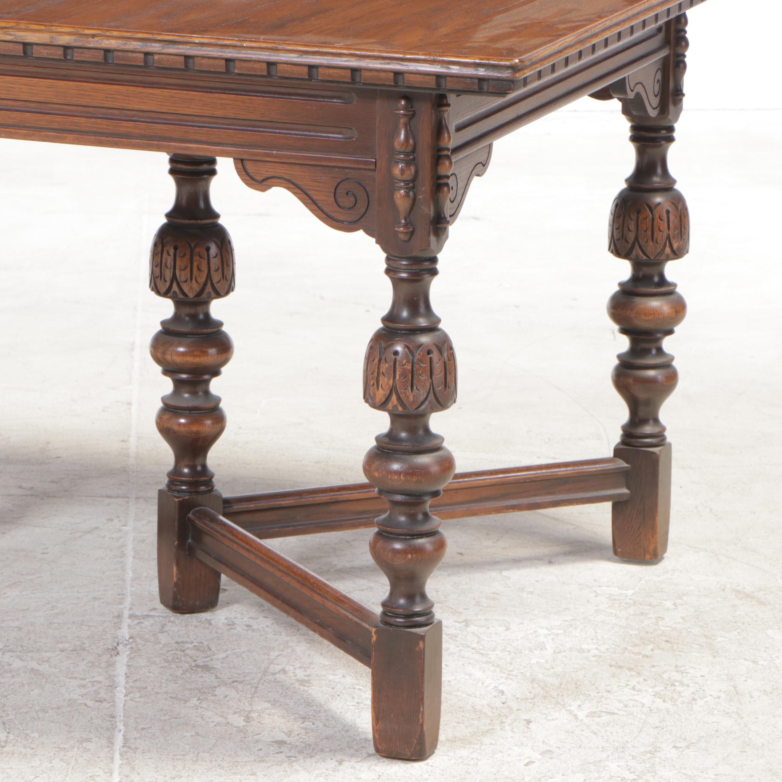 Jacobean Style Oak Dining Set, 1930s EBTH