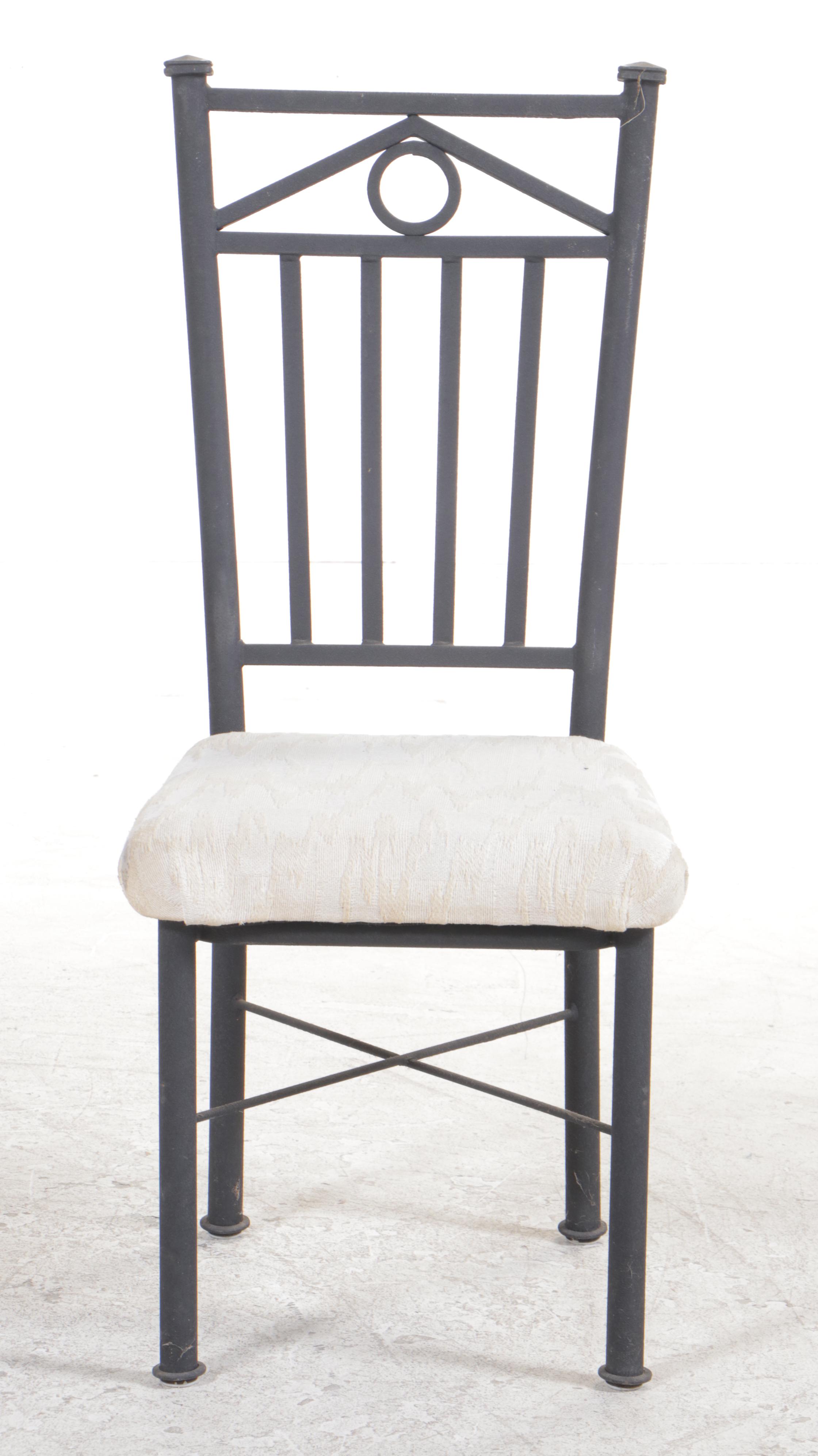 FivePiece Douglas Furniture Post Modernist Metal and Glass Top Dining