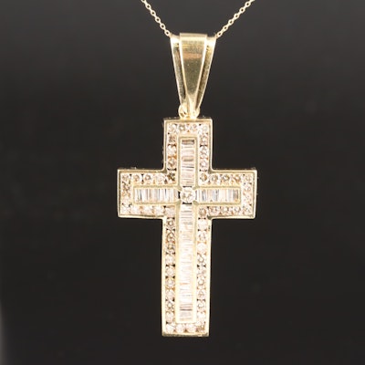 14K 3.96 CTW Diamond Cross Pendant Necklace