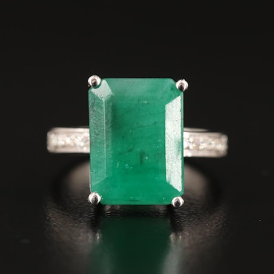 14K 7.58 CT Emerald and Diamond Ring