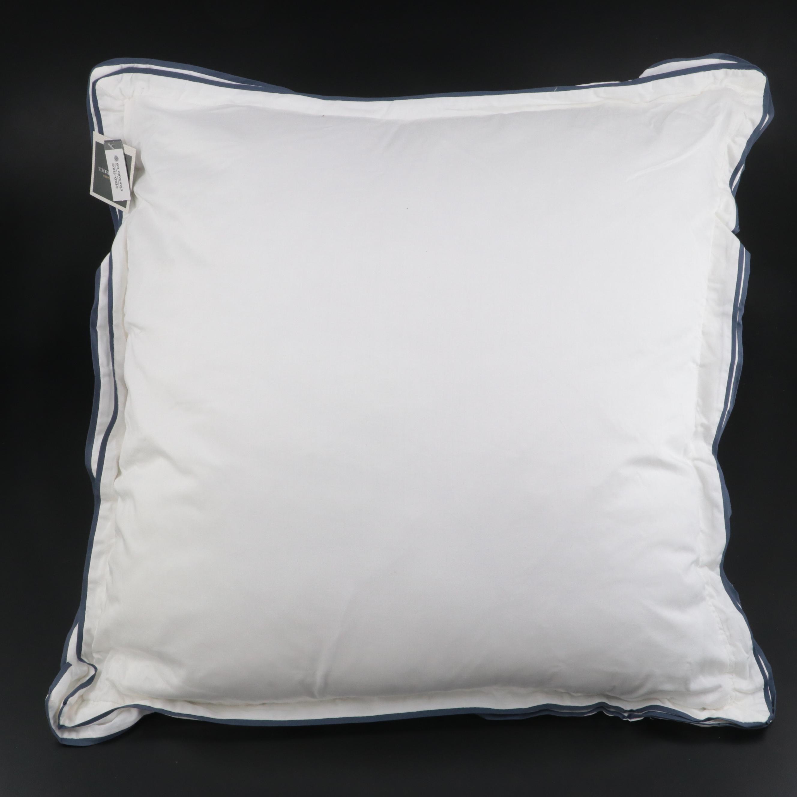 Pair of Threshold Signature Balanced Blue Border Euro Bed Pillows EBTH