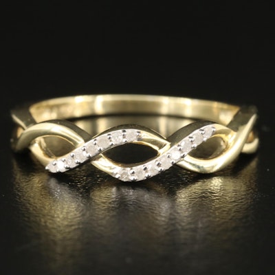 Sterling Diamond Braided Ring