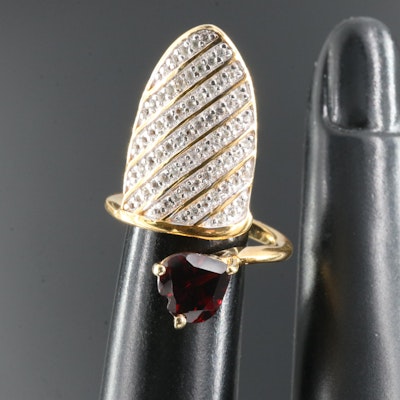 Sterling Garnet and Topaz Fingernail Ring