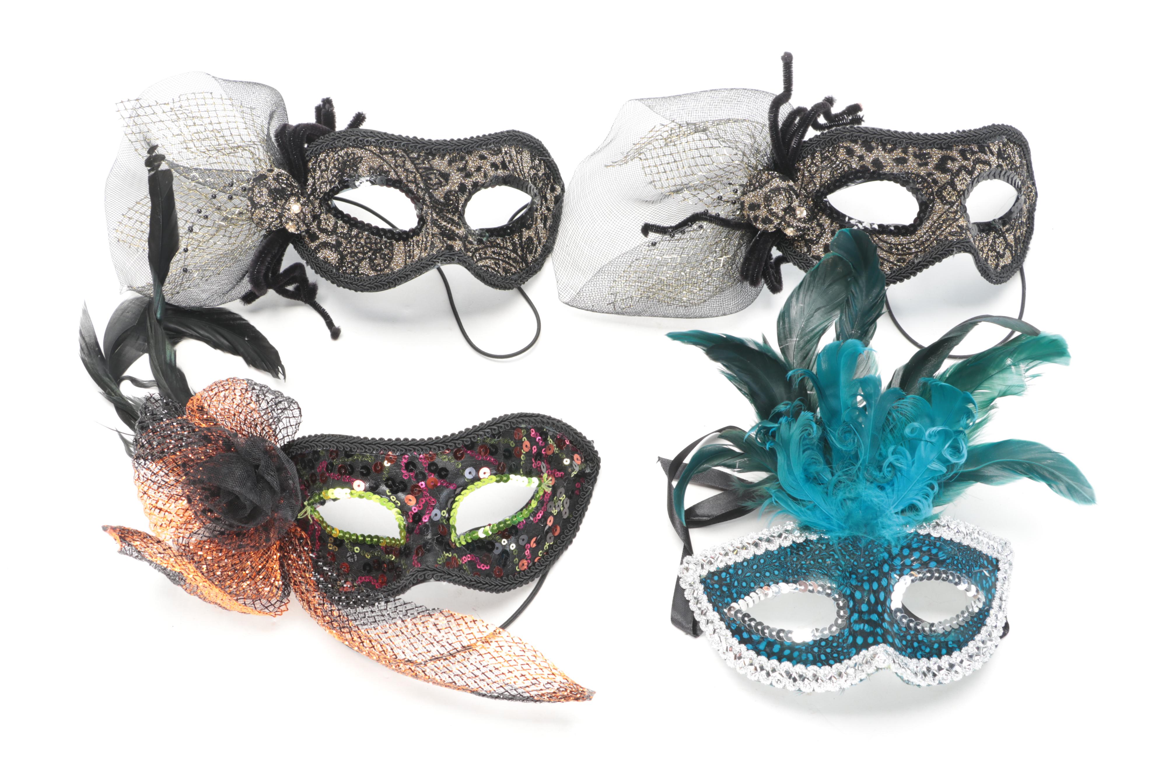 Masquerade Masks with Decorative Plush Pumpkins, Headbands, More