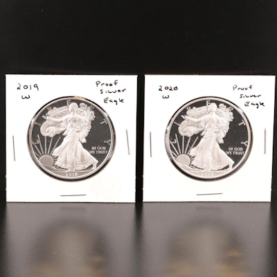 2019-W and 2020-W $1 American Silver Eagle Proof Coins