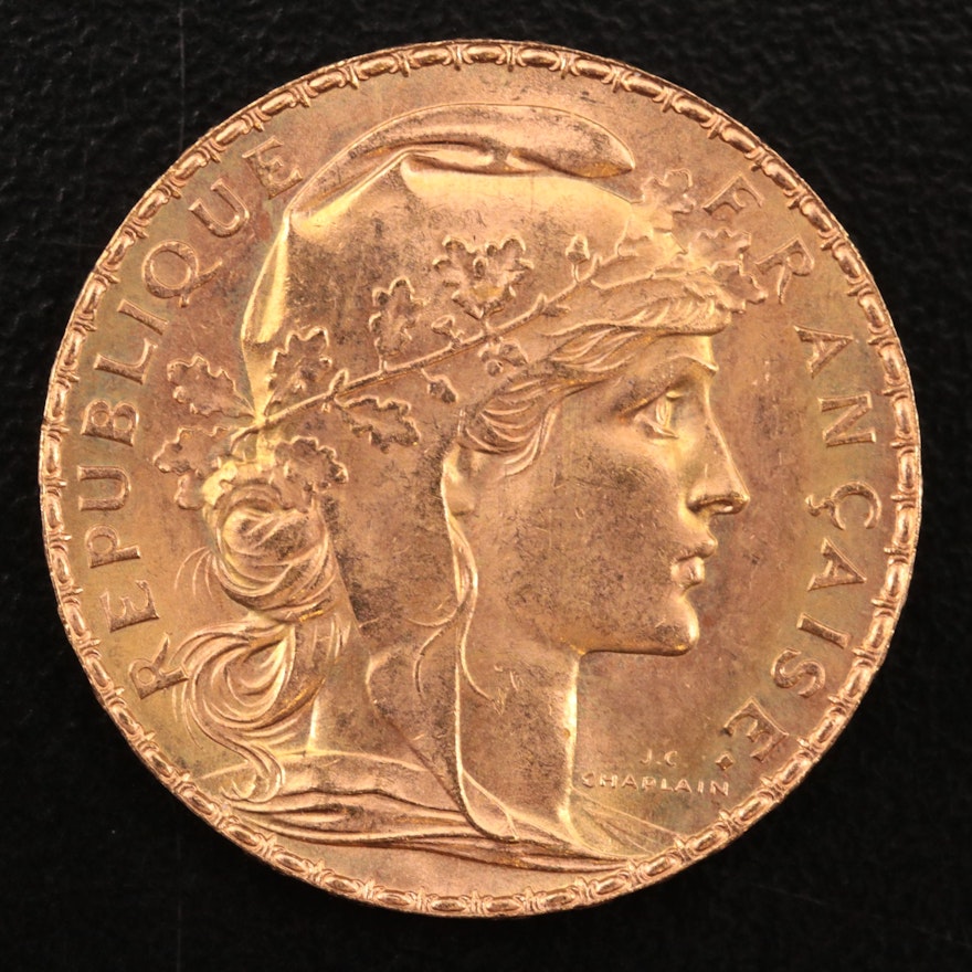 1911 France Twenty Francs Gold Coin